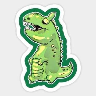 little green dinosaur cartoon Sticker